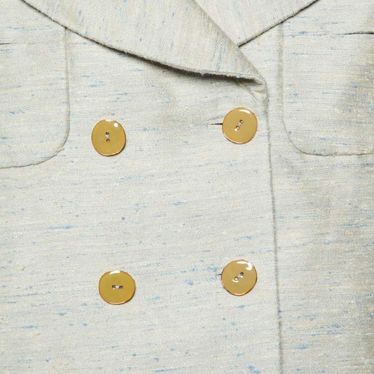 Pre Owned Louis Vuitton Pale Blue Textured Silk Short Jacket L
