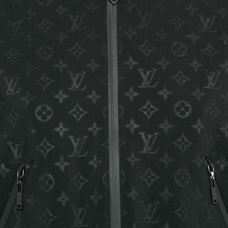 Pre Owned Louis Vuitton Black Monogram Embossed Technical Jersey Jacket M