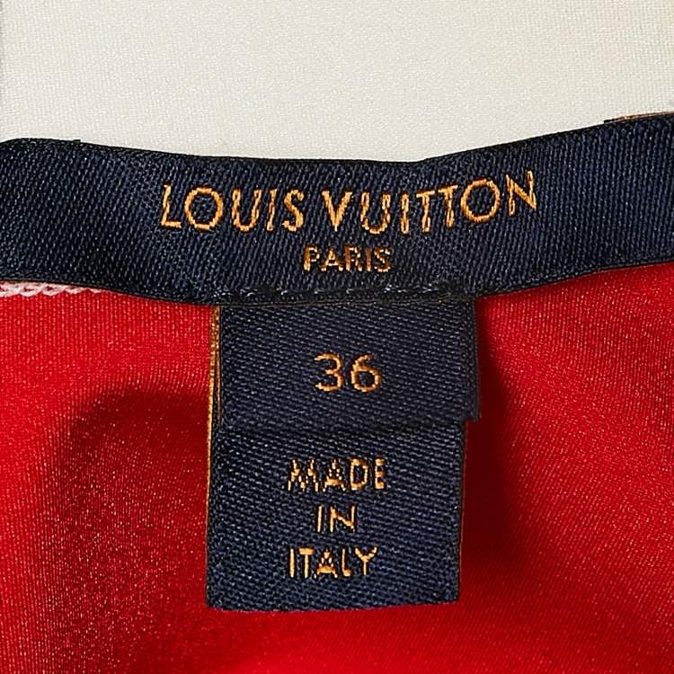 Pre Owned Louis Vuitton Red/Black Colorblocked Neoprene Flared Top S