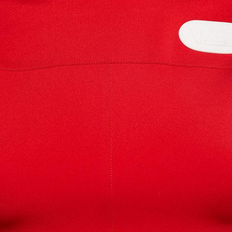 Pre Owned Louis Vuitton Red/Black Colorblocked Neoprene Flared Top S