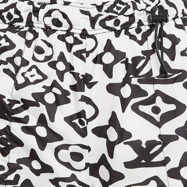 Pre Owned Louis Vuitton X Urs Fischer Black/White Monogram Print Synthetic Joggers S