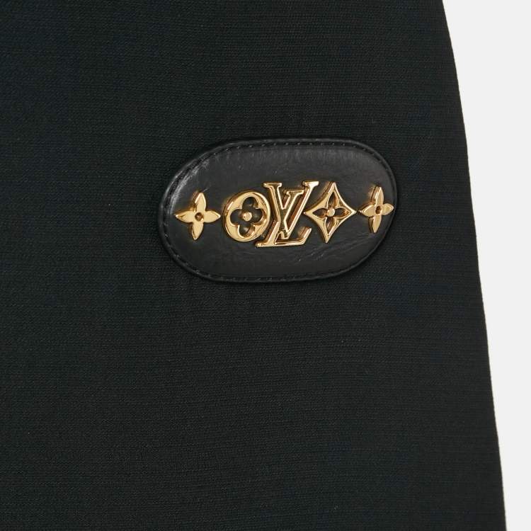 Pre Owned Louis Vuitton Black Silk Trim Wool Shift Mini Dress M