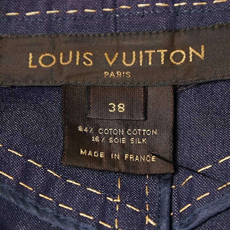 Pre Owned Louis Vuitton Blue Cotton and Silk Mini Skirt M