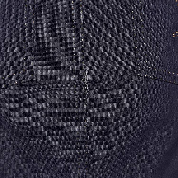 Pre Owned Louis Vuitton Blue Cotton and Silk Mini Skirt M