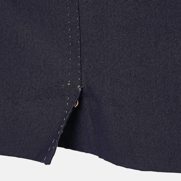 Pre Owned Louis Vuitton Blue Cotton and Silk Mini Skirt M