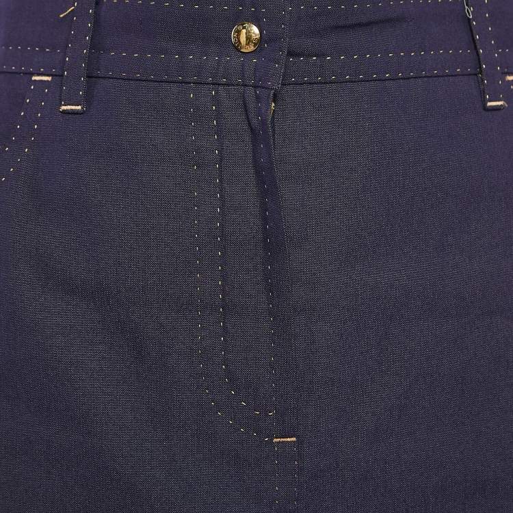 Pre Owned Louis Vuitton Blue Cotton and Silk Mini Skirt M