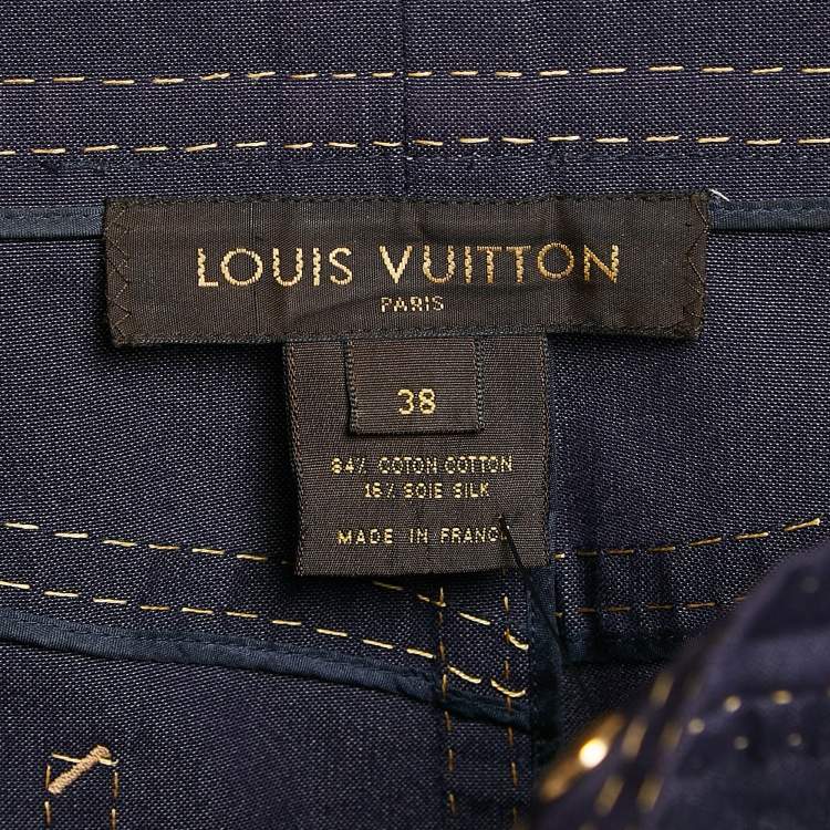 Pre Owned Louis Vuitton Blue Cotton and Silk Mini Skirt M