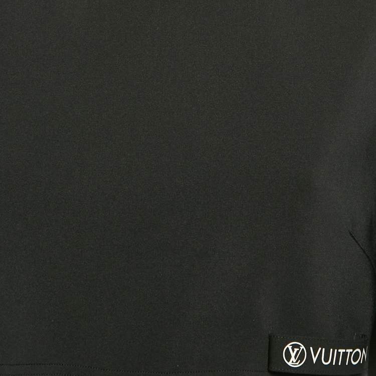 Pre Owned Louis Vuitton Black Jersey Cap Sleeves Crop Top L