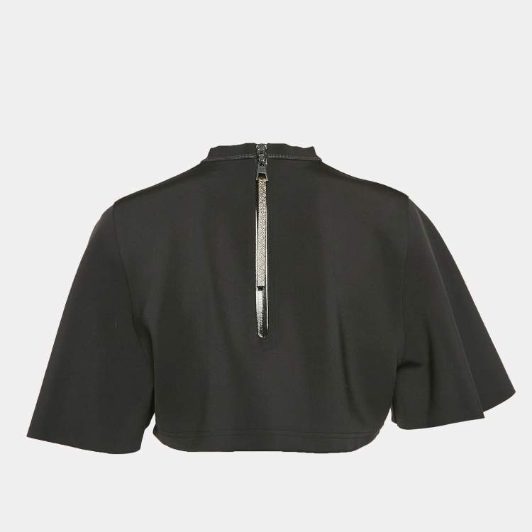 Pre Owned Louis Vuitton Black Jersey Cap Sleeves Crop Top L