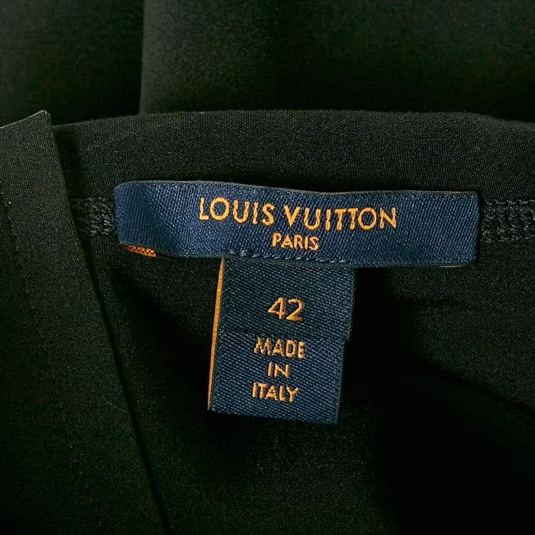 Pre Owned Louis Vuitton Black Jersey Cap Sleeves Crop Top L
