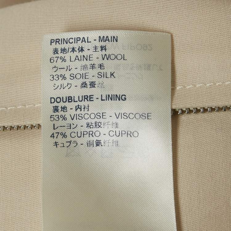 Pre Owned Louis Vuitton Cream Wool Blend Straight Leg Trousers S