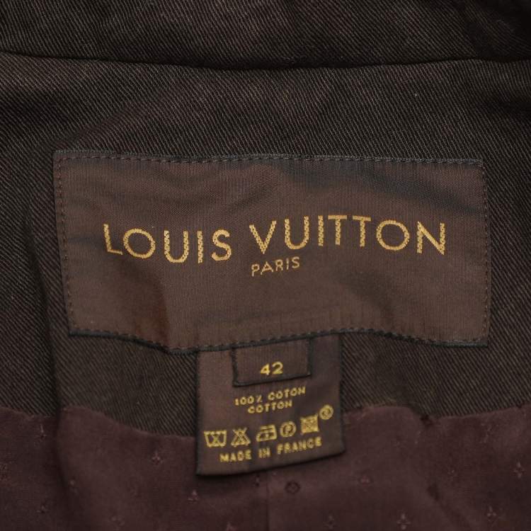Pre Owned Louis Vuitton Khaki Green Cotton Overcoat Jacket L