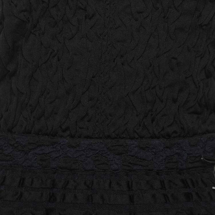 Pre Owned Louis Vuitton Black/Blue Silk Strapless Mini Dress S