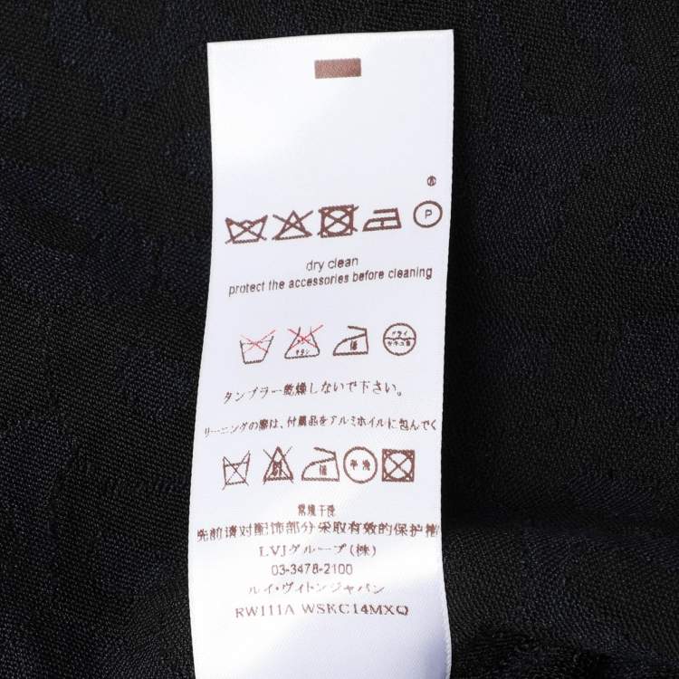 Pre Owned Louis Vuitton Blue/Black Silk Button Front Top S