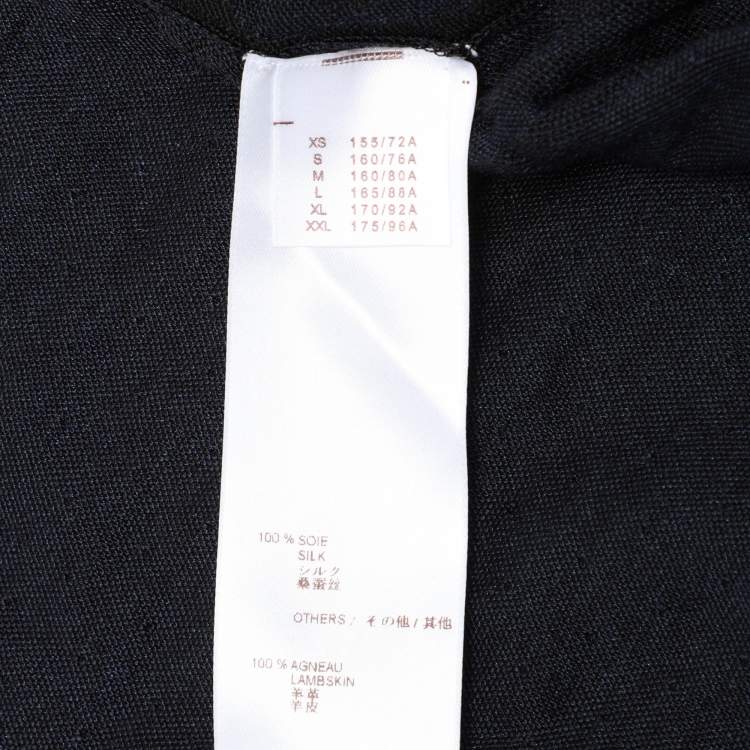 Pre Owned Louis Vuitton Blue/Black Silk Button Front Top S