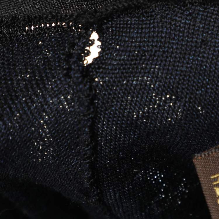 Pre Owned Louis Vuitton Blue/Black Silk Button Front Top S