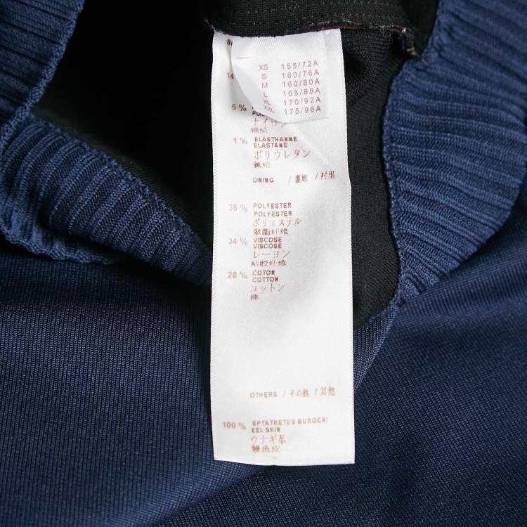 Pre Owned Louis Vuitton Blue/Red Striped Faux Leather and Knit Button Front Jacket S