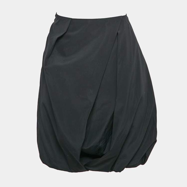 Pre Owned Louis Vuitton Black Cotton Pleated Knee Length Skirt S