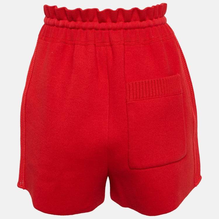 Pre Owned Louis Vuitton Red Crochet Side Trim Knit Short S