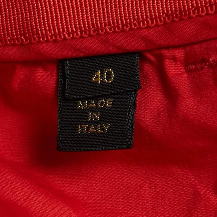 Pre Owned Louis Vuitton Red Cotton Zip Detail Pants M
