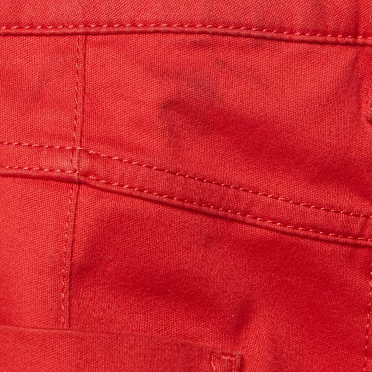 Pre Owned Louis Vuitton Red Cotton Zip Detail Pants M