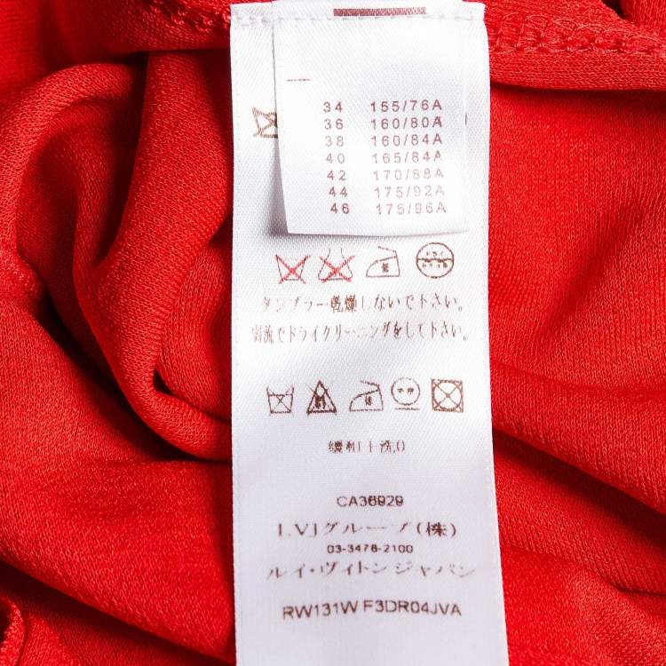 Pre Owned Louis Vuitton Red Crepe Brooch Detail Short Dress M