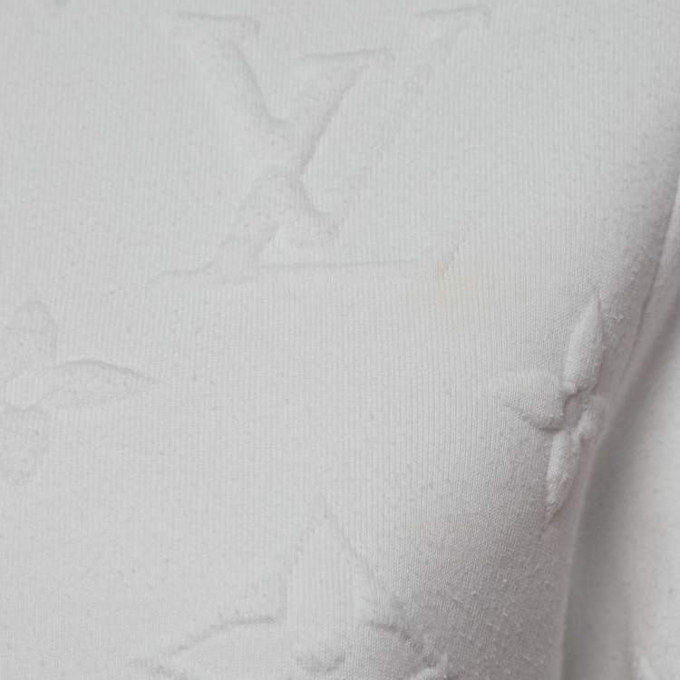 Pre Owned Louis Vuitton White Monogram Cotton Knit Crew Neck T-Shirt S