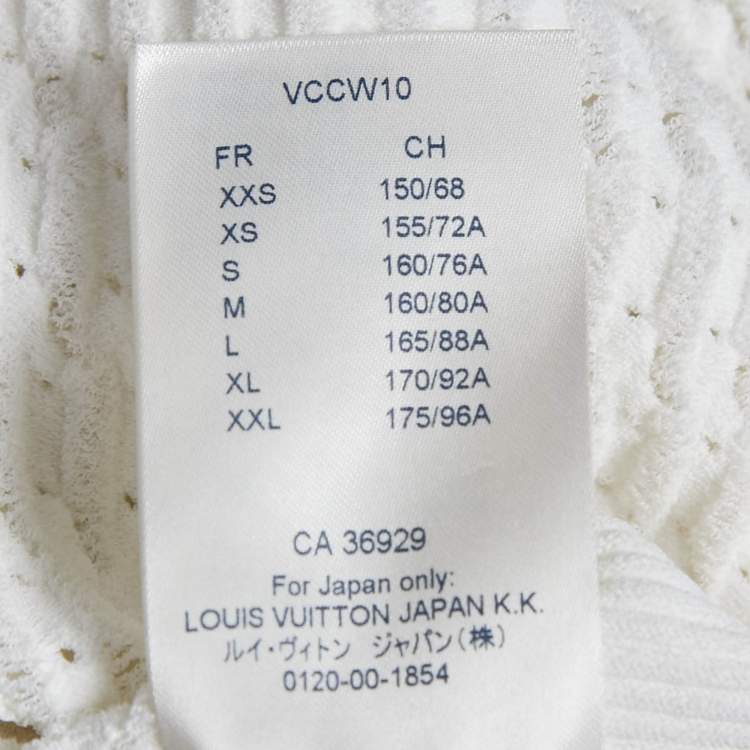 Pre Owned Louis Vuitton White Patterned Knit Full Sleeve Sweater Top M