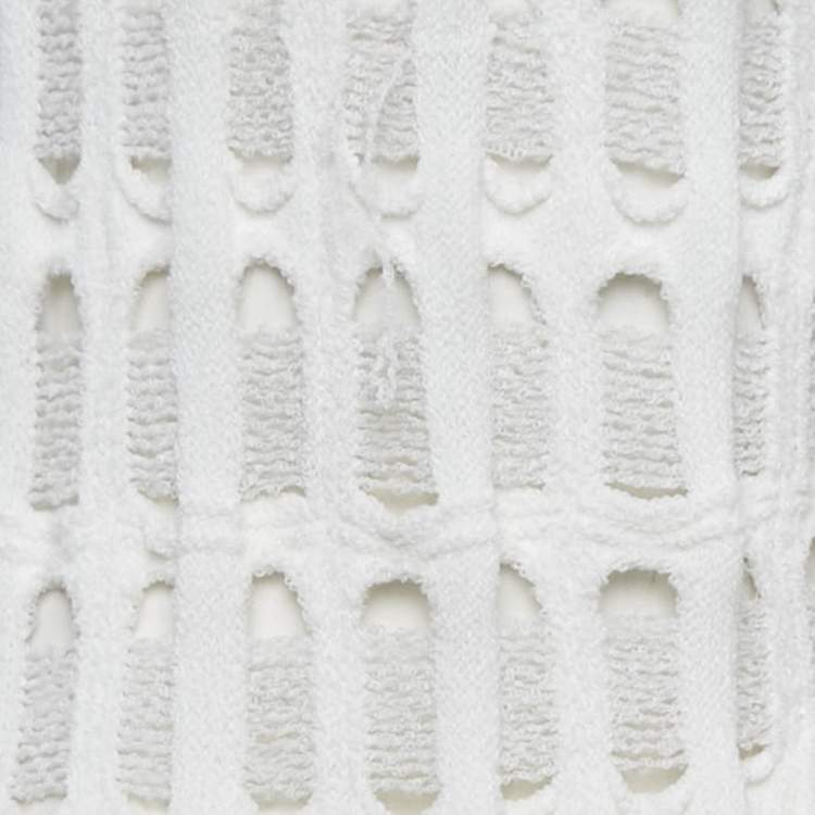 Pre Owned Louis Vuitton White Patterned Knit Full Sleeve Sweater Top M