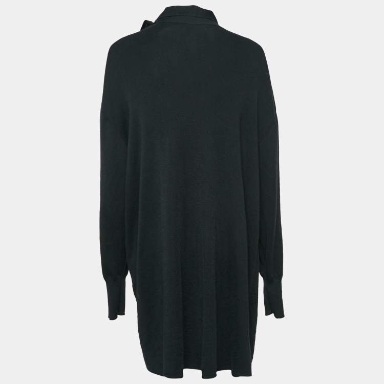 Pre Owned Louis Vuitton Black Sequin Monogram Embellished Wool Knit Sweater Dress XL