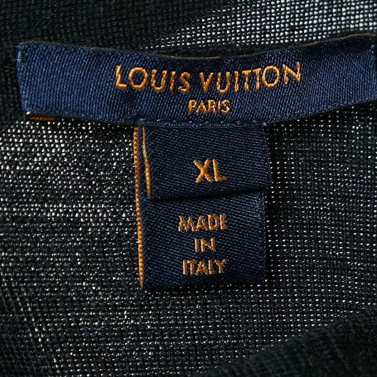 Pre Owned Louis Vuitton Black Sequin Monogram Embellished Wool Knit Sweater Dress XL