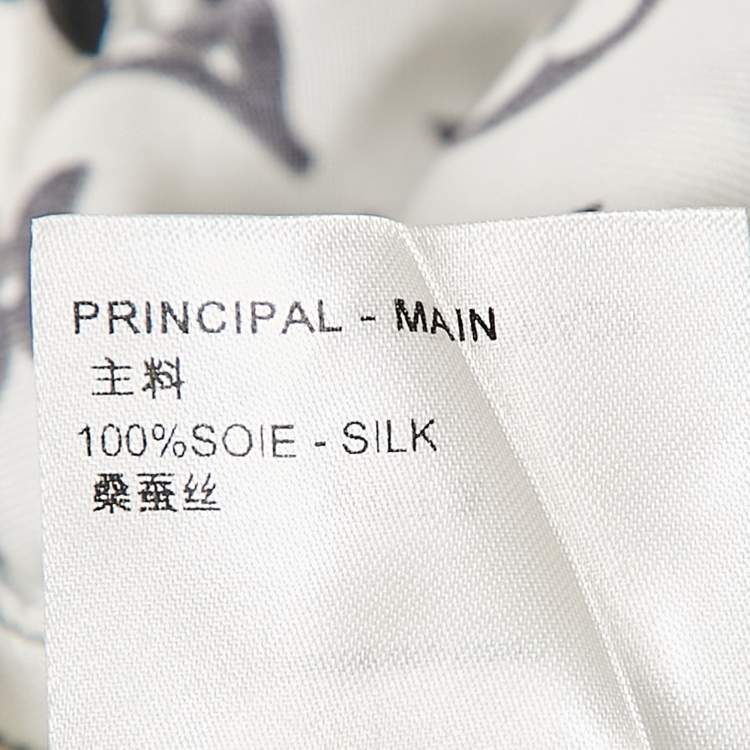 Pre Owned Louis Vuitton White 3D Monogram Print Silk Pajama Pants L