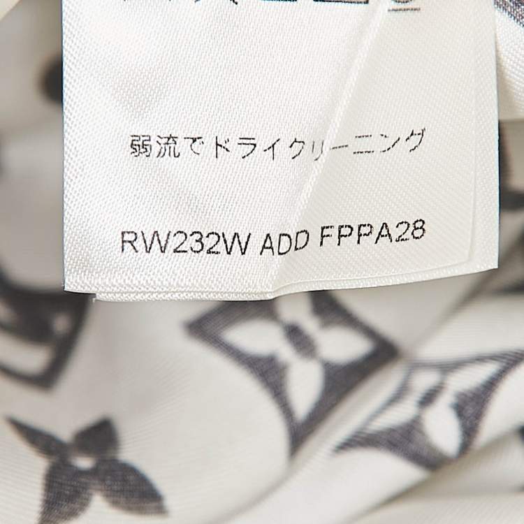 Pre Owned Louis Vuitton White 3D Monogram Print Silk Pajama Pants L