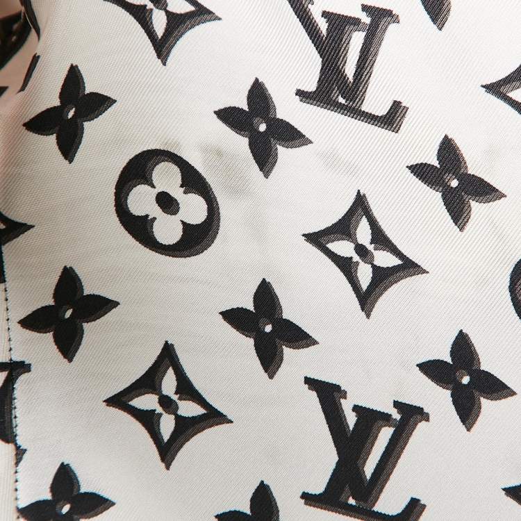 Pre Owned Louis Vuitton White 3D Monogram Print Silk Pajama Pants L