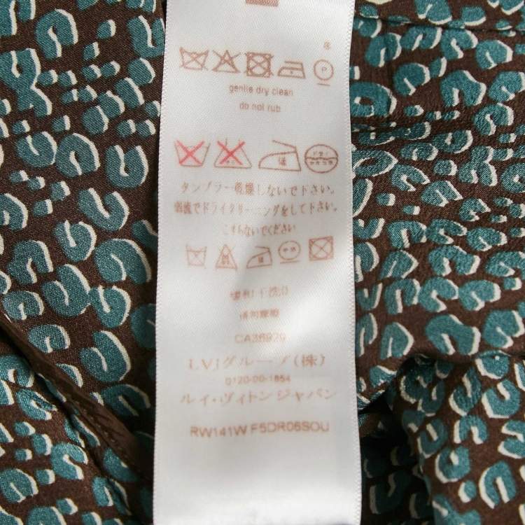 Pre Owned Louis Vuitton Brown/Blue Printed Silk Mini Dress M