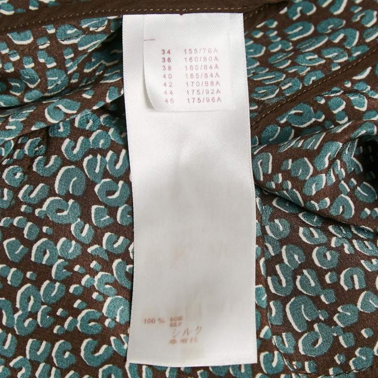 Pre Owned Louis Vuitton Brown/Blue Printed Silk Mini Dress M