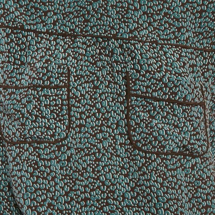 Pre Owned Louis Vuitton Brown/Blue Printed Silk Mini Dress M