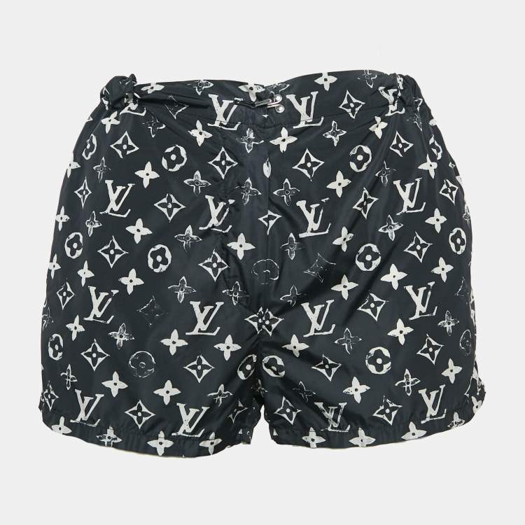 Pre Owned Louis Vuitton Black Stencil Effect Monogram Print Nylon Shorts M