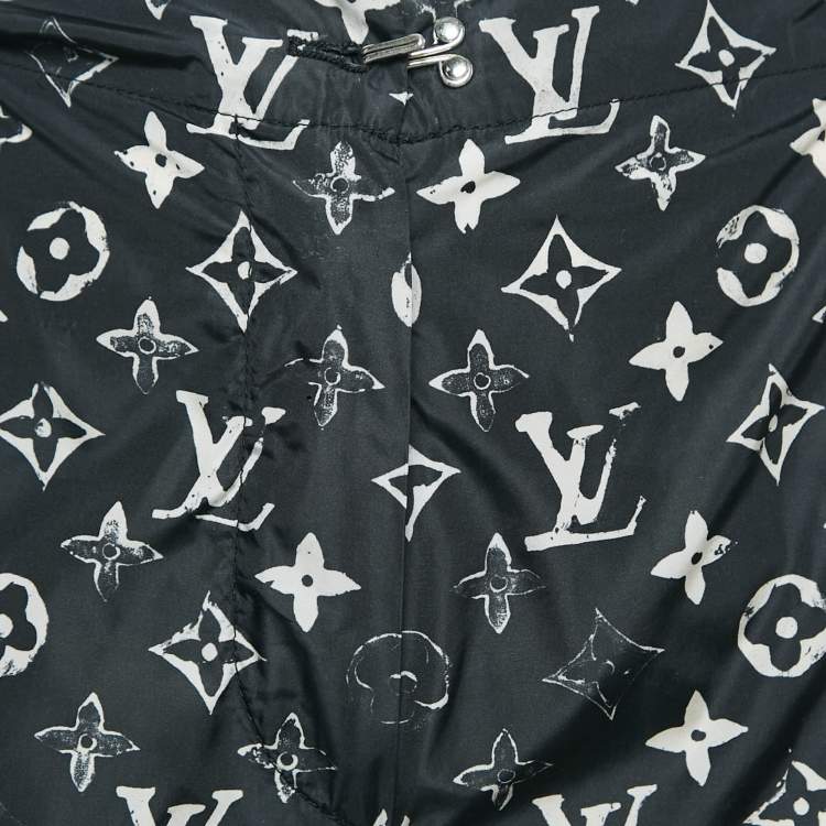 Pre Owned Louis Vuitton Black Stencil Effect Monogram Print Nylon Shorts M