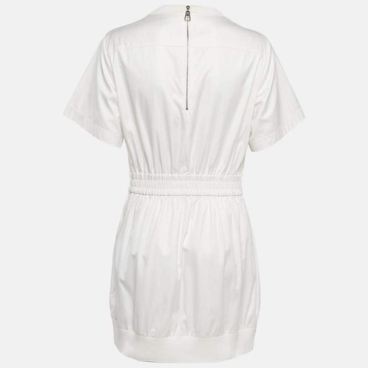 Pre Owned Louis Vuitton White Cotton Utility Mini Dress S
