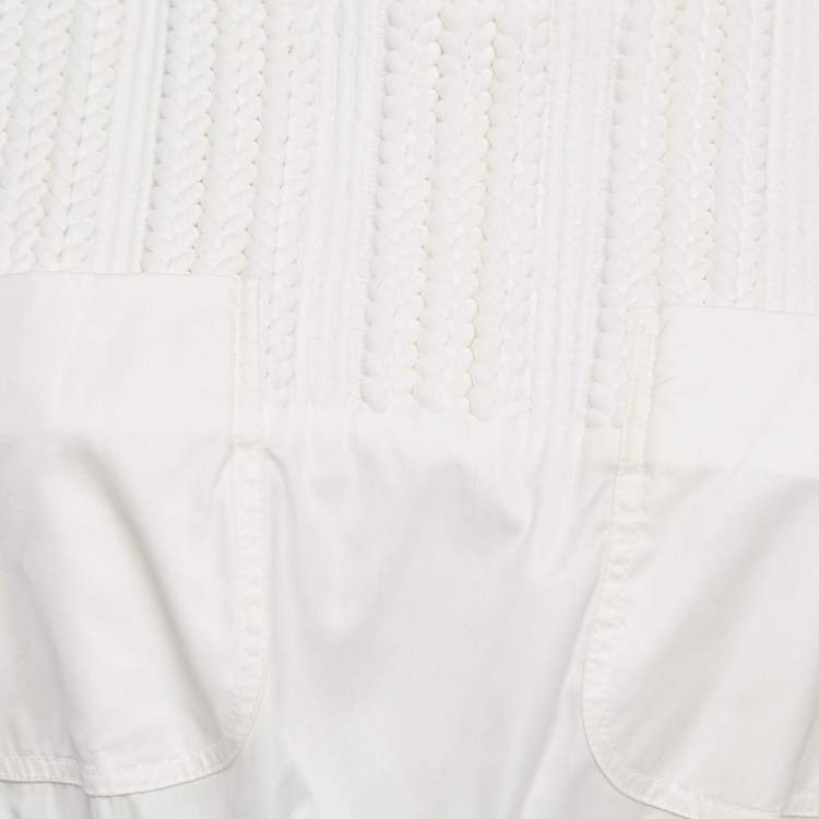 Pre Owned Louis Vuitton White Cotton Utility Mini Dress S