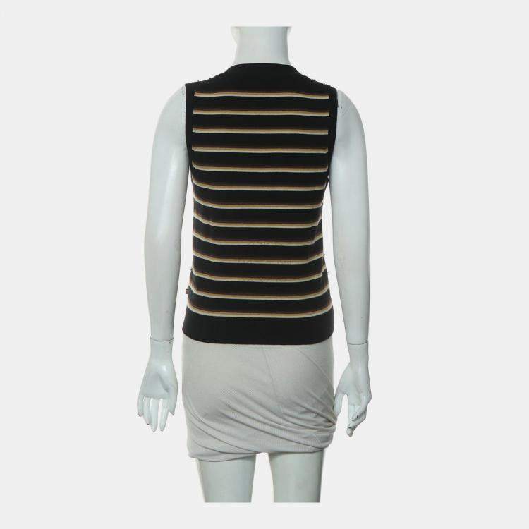 Pre Owned Louis Vuitton Knitted Stripe Quatrefoil Sequin Vest L