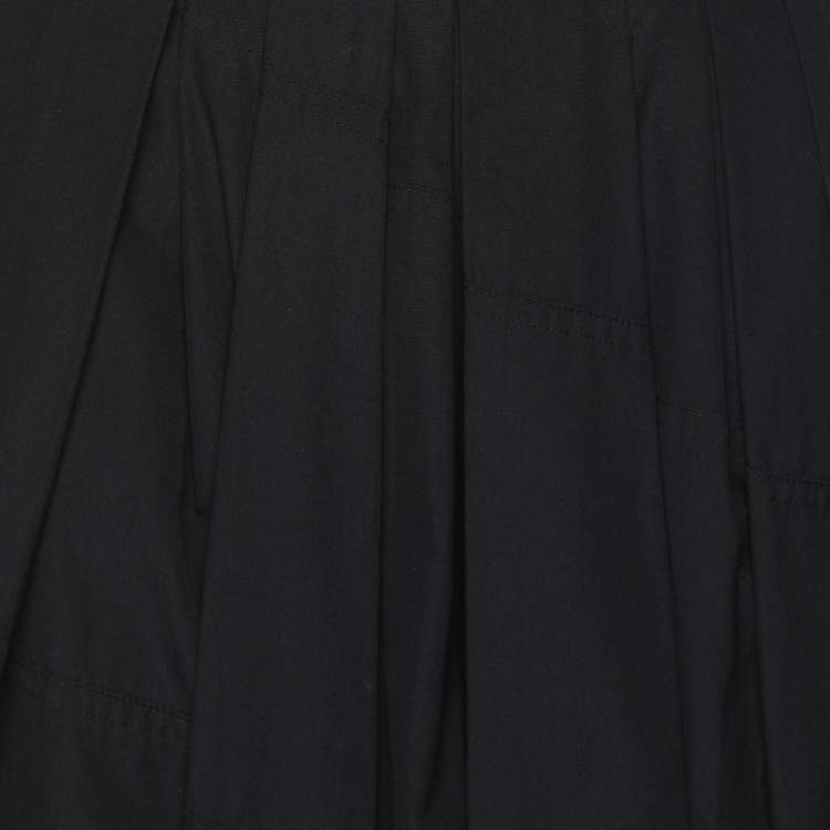 Pre Owned Louis Vuitton Dark Navy Cotton Pleated Midi Skirt L
