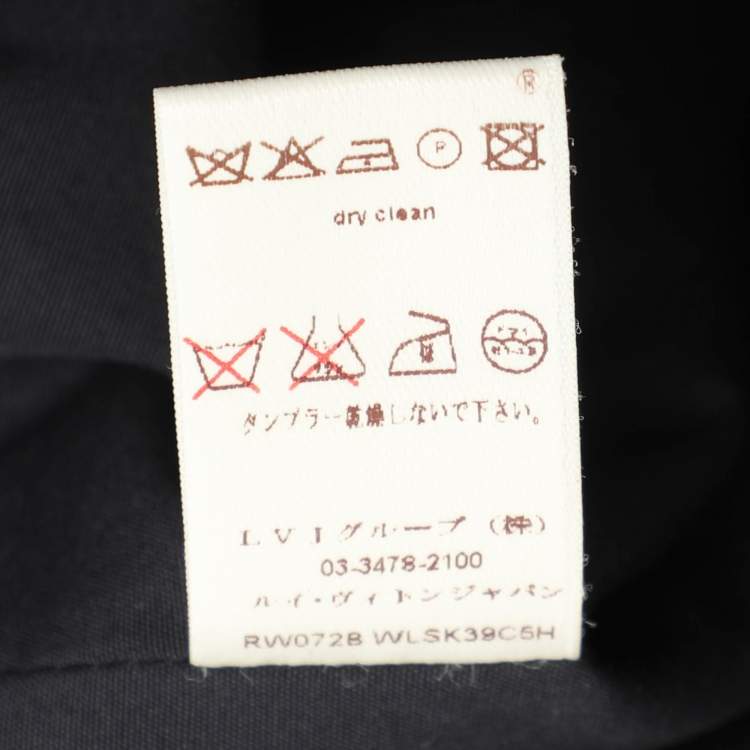 Pre Owned Louis Vuitton Dark Navy Cotton Pleated Midi Skirt L