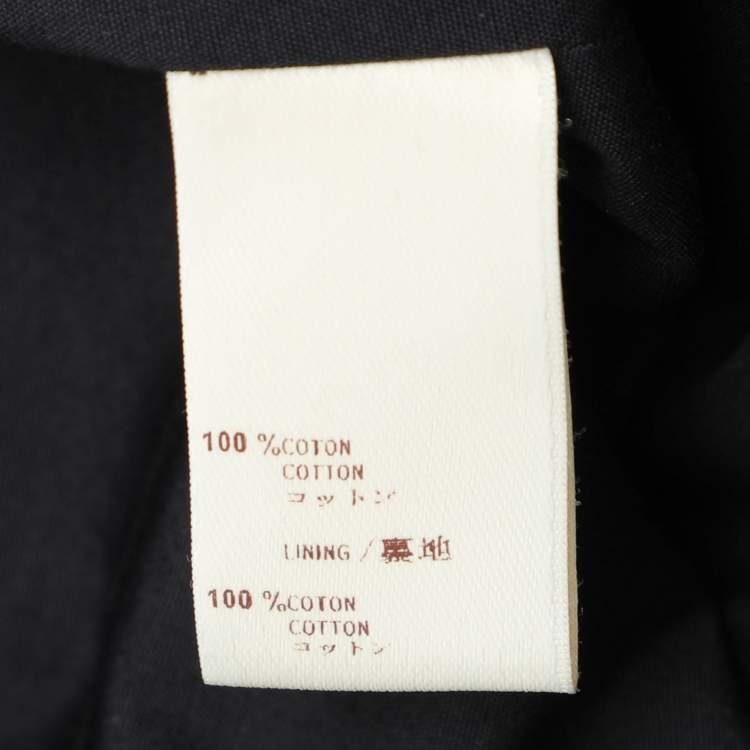 Pre Owned Louis Vuitton Dark Navy Cotton Pleated Midi Skirt L