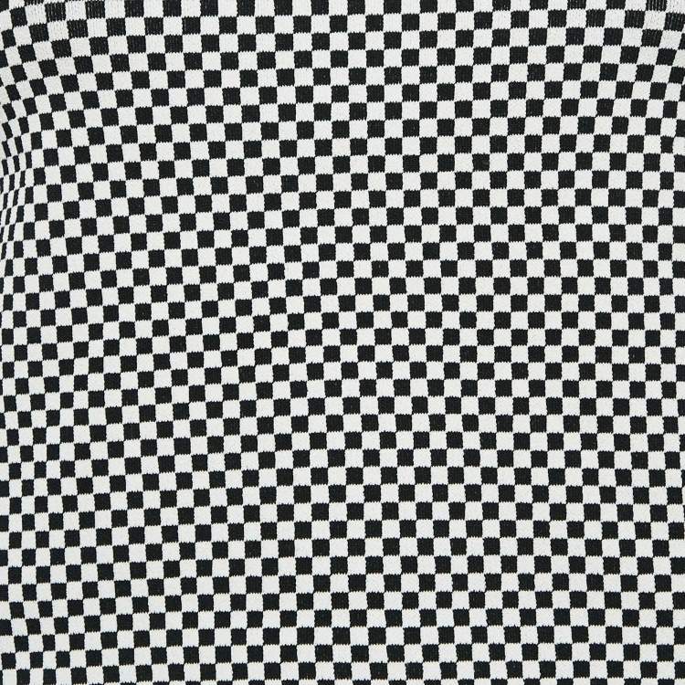 Pre Owned Louis Vuitton Black/White Micro Checked Jersey Top M