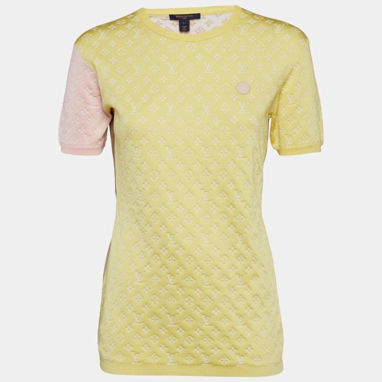 Pre Owned Louis Vuitton Multicolor Logo Jacquard Jersey T-Shirt L