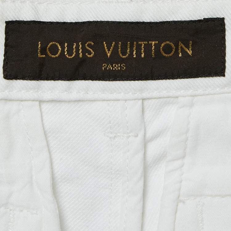 Pre Owned Louis Vuitton White Denim Tapered Shorts S
