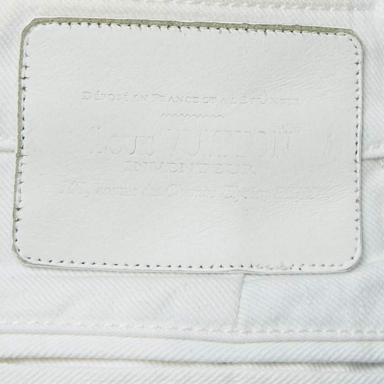 Pre Owned Louis Vuitton White Denim Tapered Shorts S