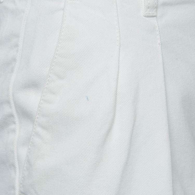 Pre Owned Louis Vuitton White Denim Tapered Shorts S